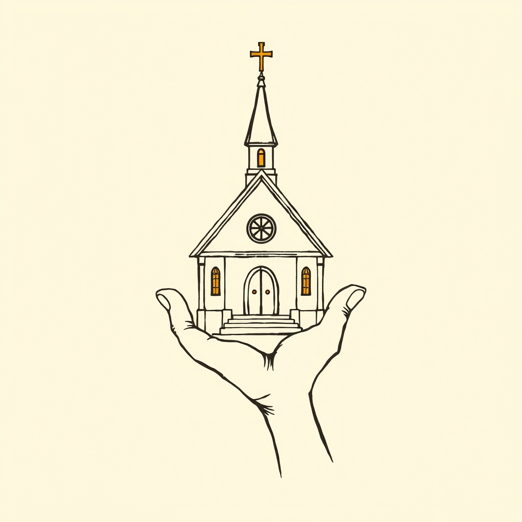 une église tenue en main
