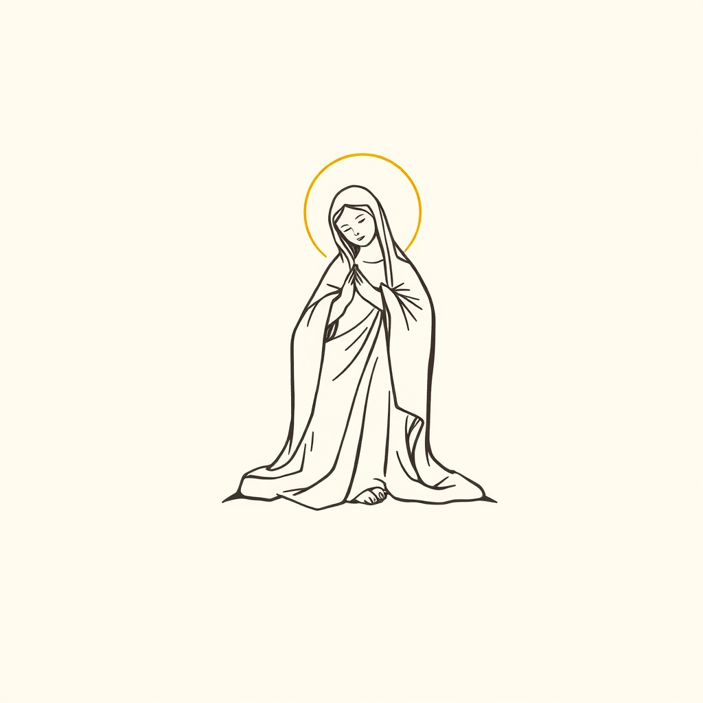 aux pieds de la Vierge Marie