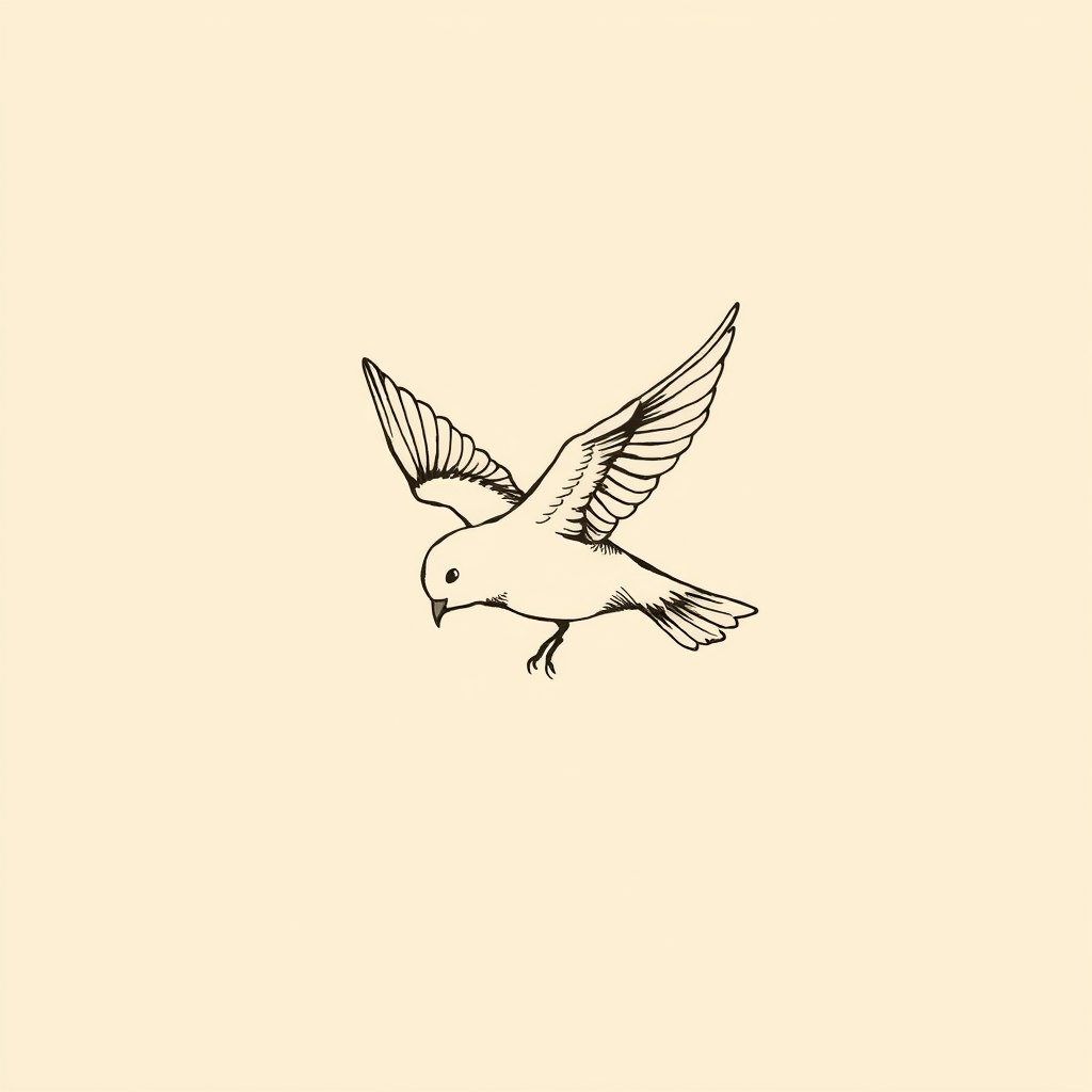 oiseau descendant sur son corps