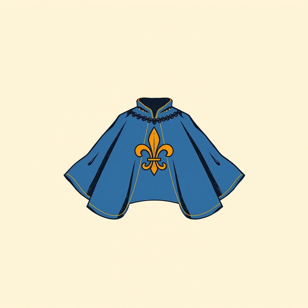 blue cloak with fleurs-de-lis