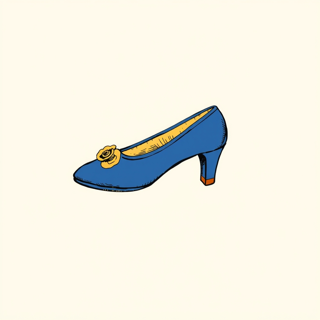 chaussures bleues avec rosettes d'or