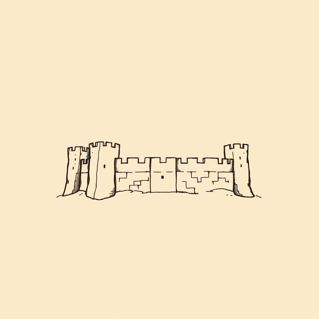 murailles de forteresse (Gibret) s'écroulant