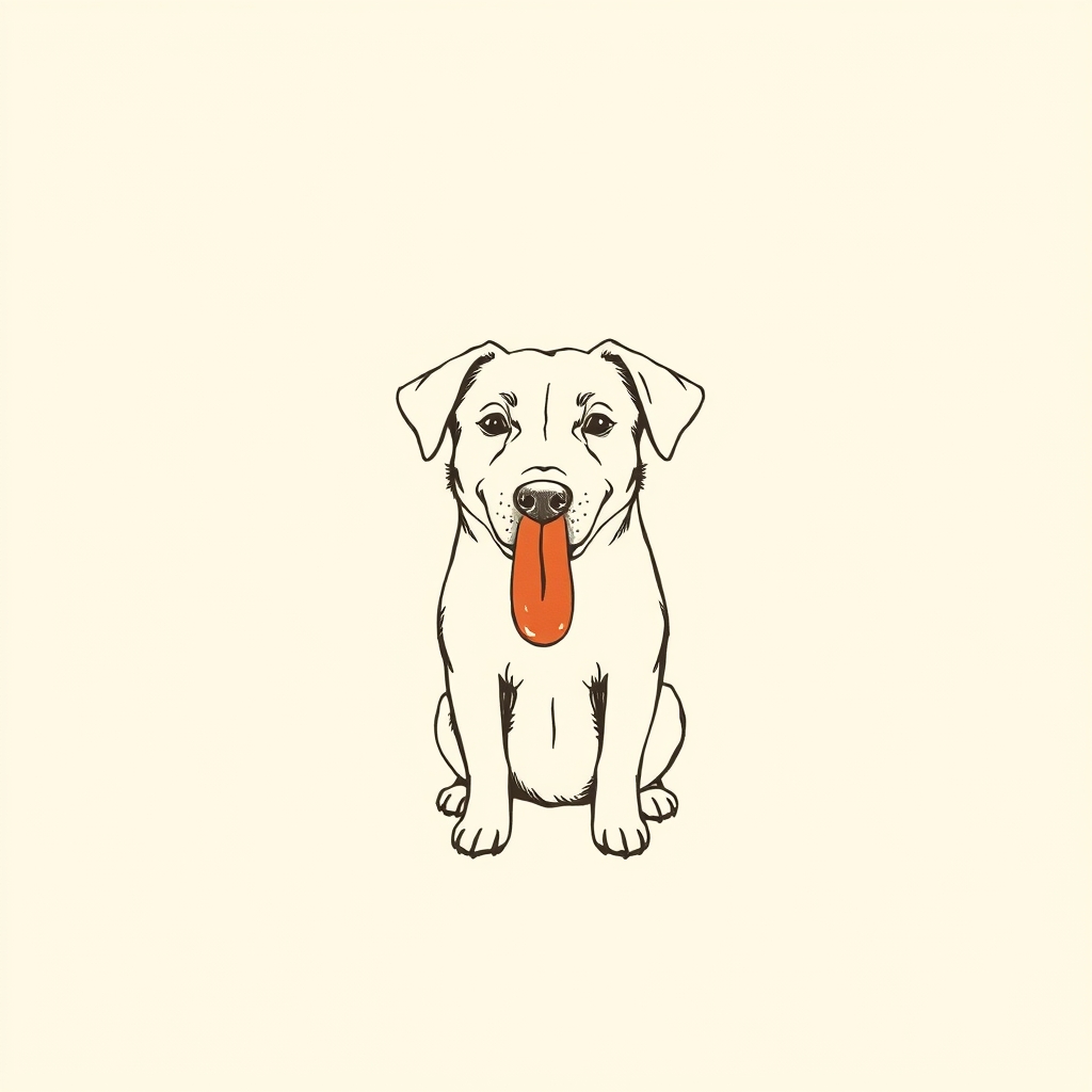 chien tenant la langue