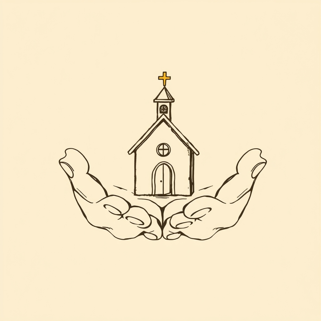 petite église dans les mains
