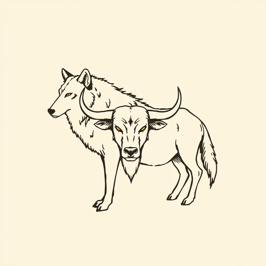 animaux sauvages (loup, taureau)
