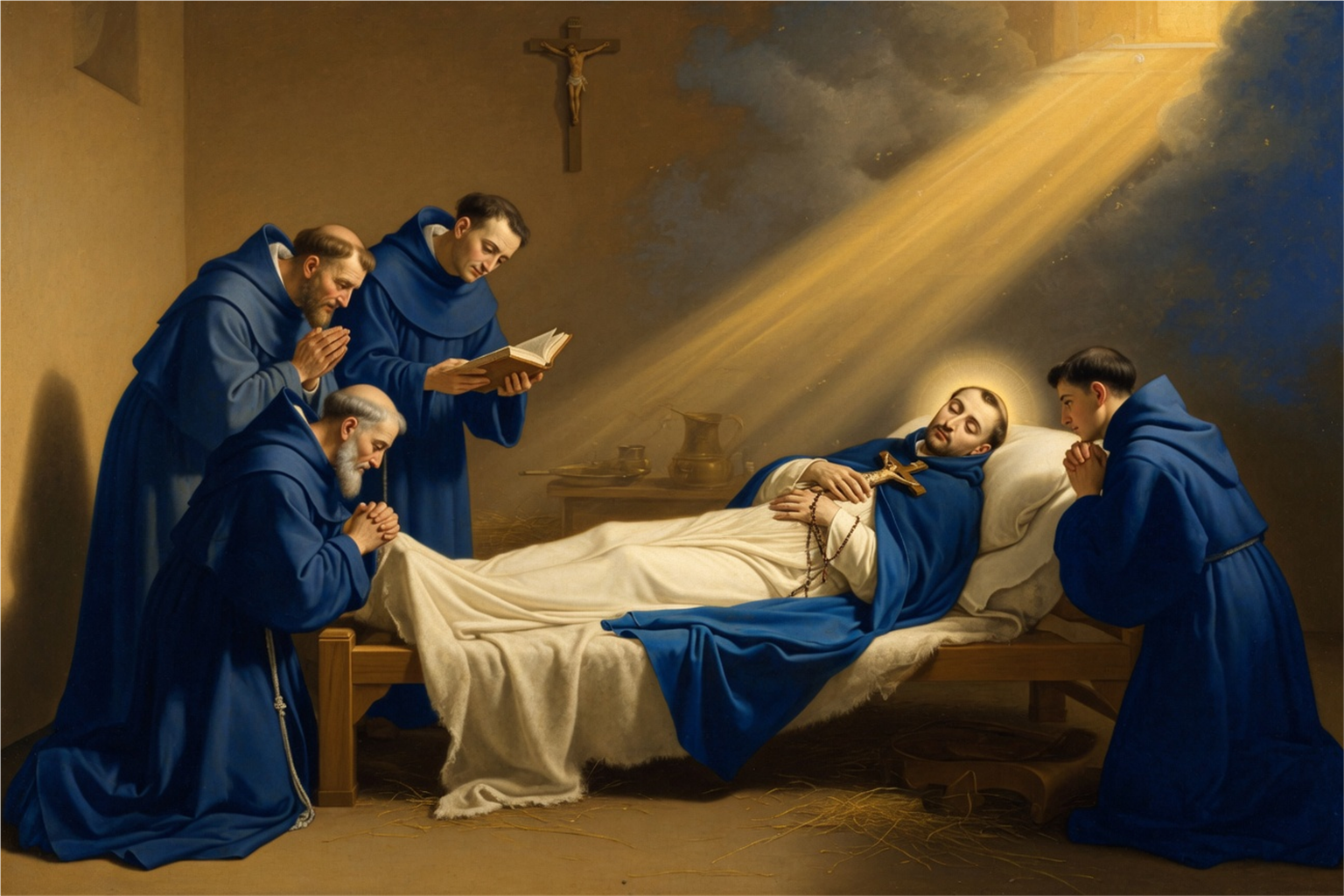 Saint Dominique mourant paisiblement entoure de ses freres a Bologne