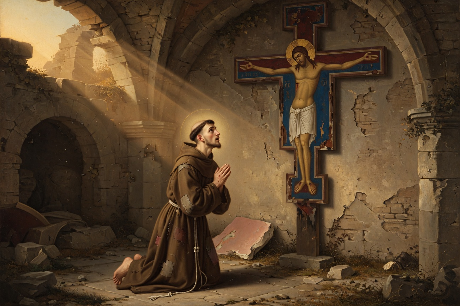 Saint Francois d'Assise priant devant le crucifix de Saint-Damien